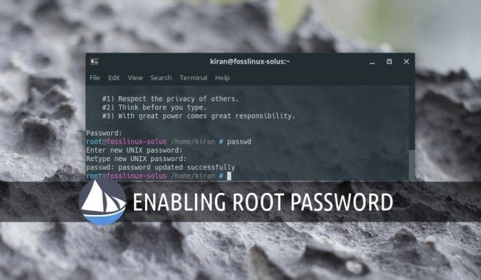 Enable root password in solus Enable root password in solus