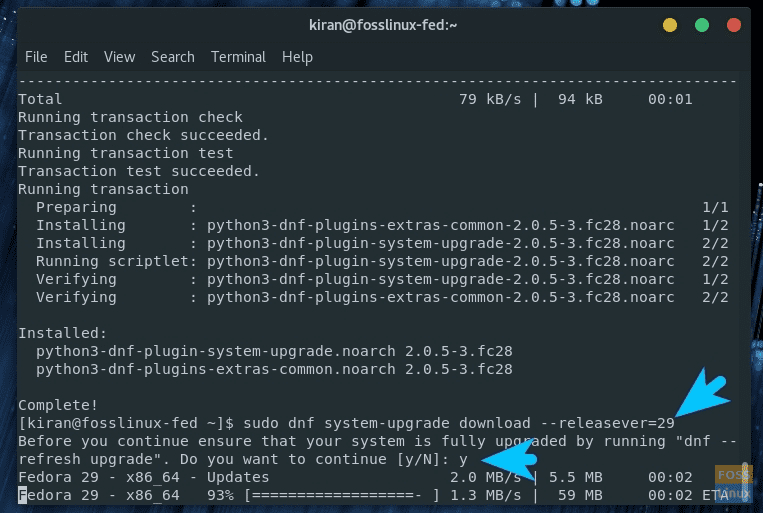 Downloading Fedora 29 via Terminal