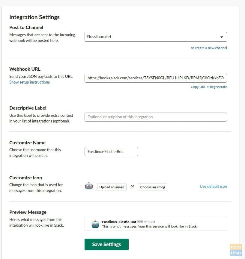 Slack Settings