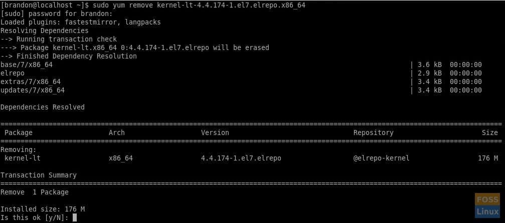 Removing the new kernel