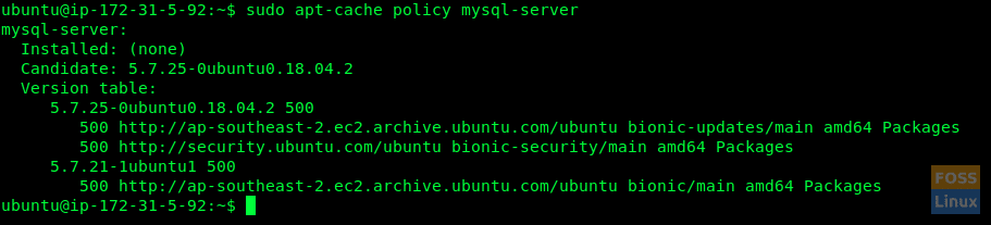 Available MySQL Versions