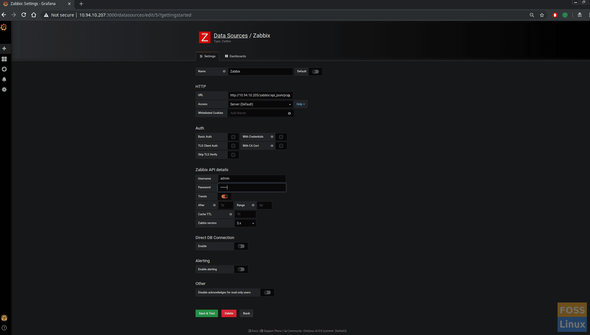Add Zabbix Server Details