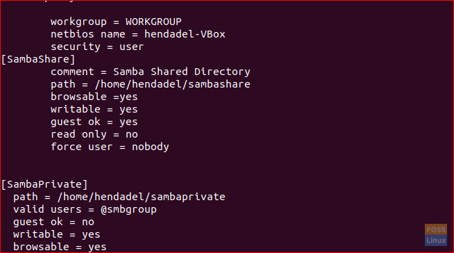 Editar archivo de configuración de Samba