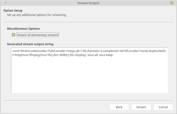 Output configuration