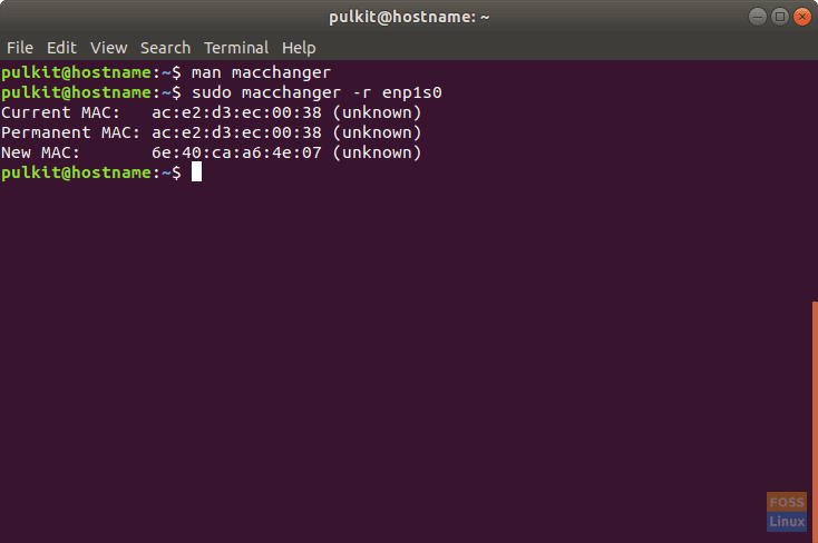 how to change mac address linux mint
