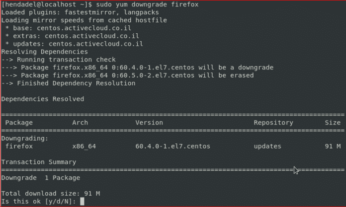 Centos 7 Yum updateinfo. Install_failed_Version_Downgrade: package verification Result.