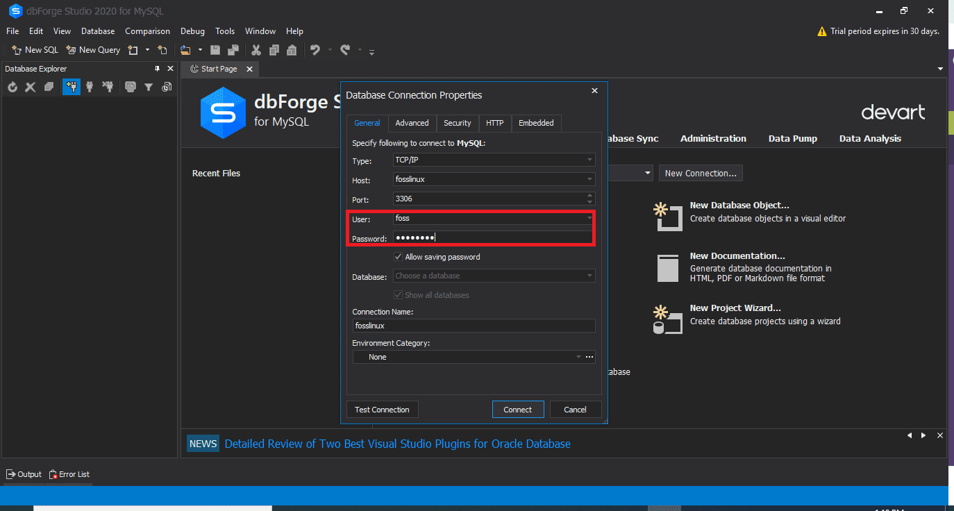 MySQL enter user and password