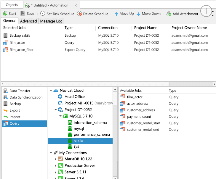 Navicat for MySQL automation