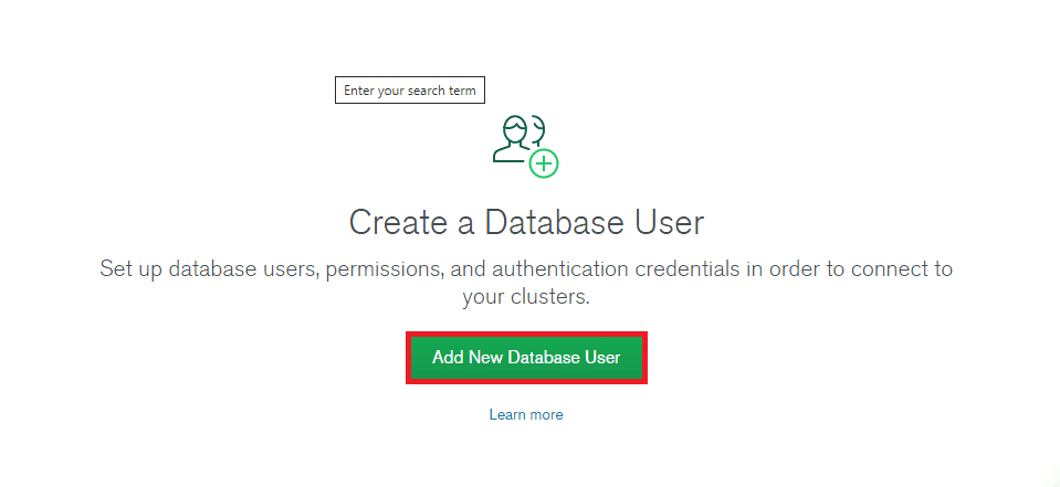 create database user