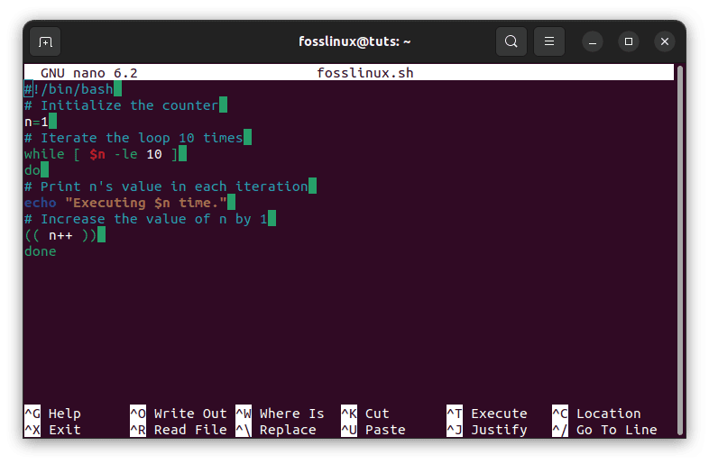 iterate the loop for a pre determined number of times