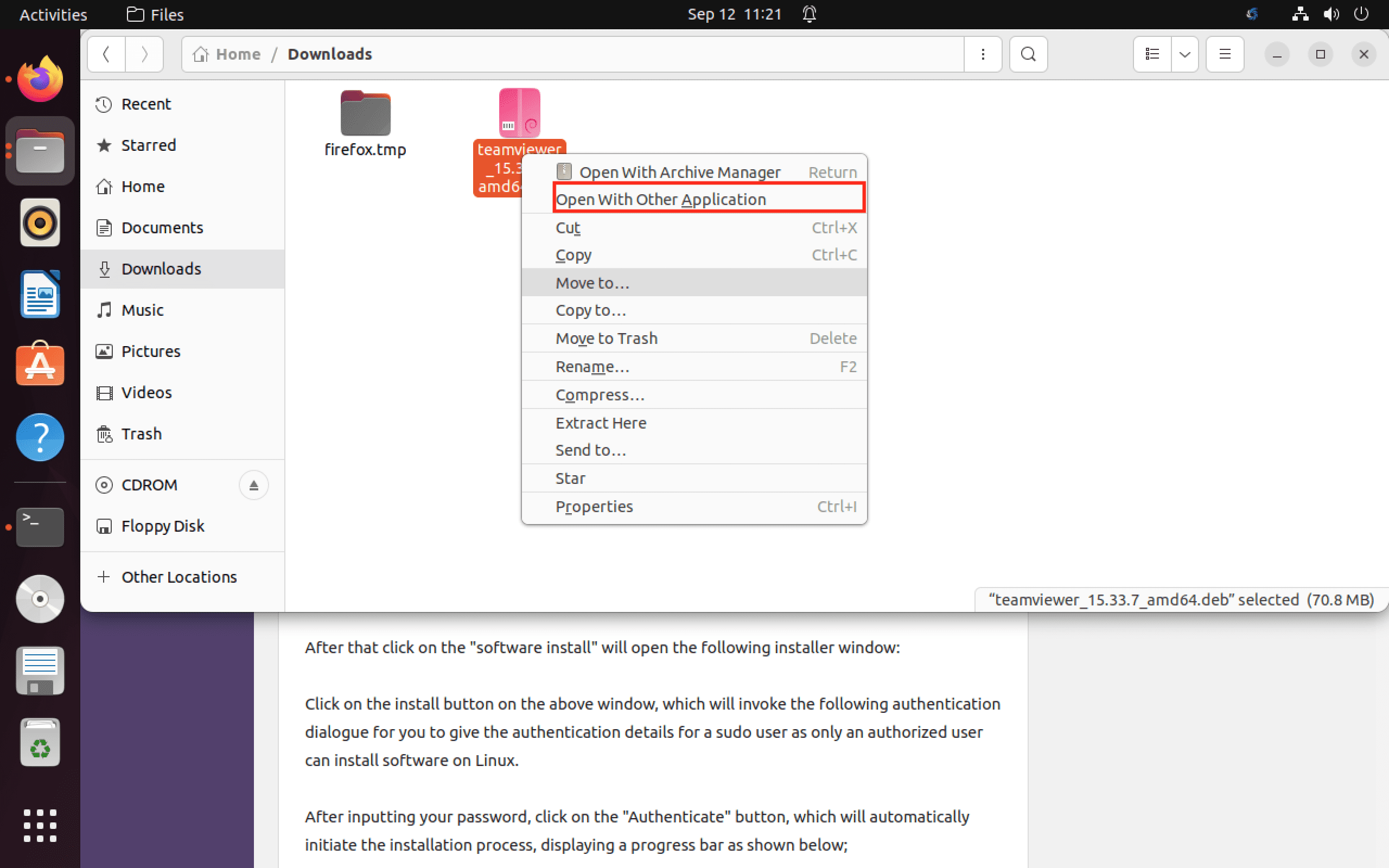 select "Open with other application"