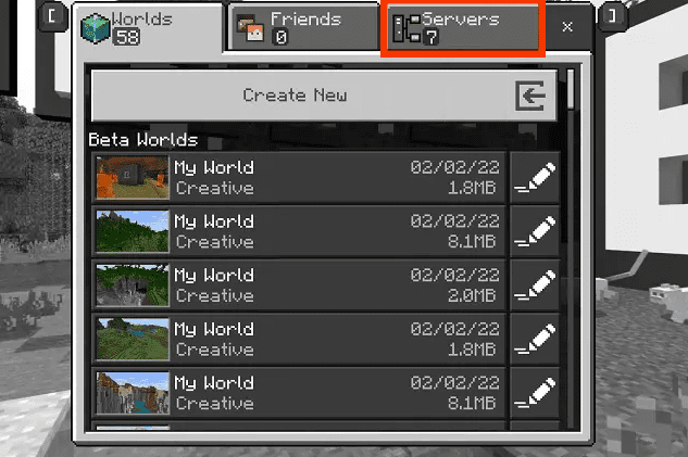 click on the servers section 