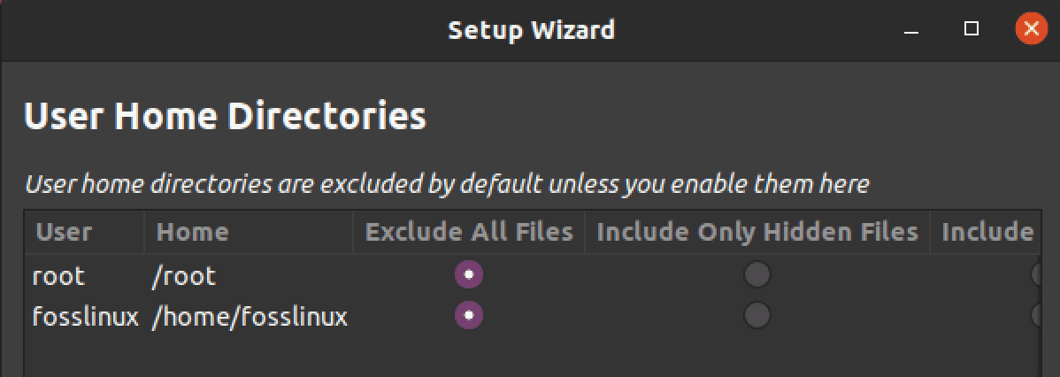 user home directories