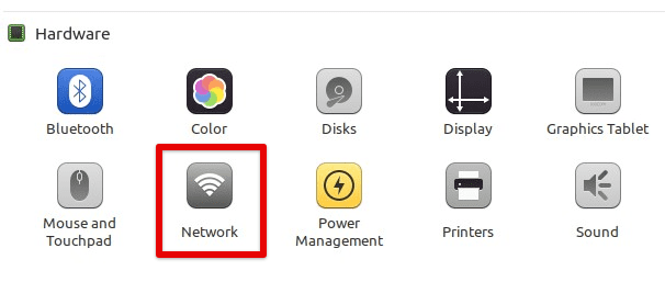 Opening the Network settings