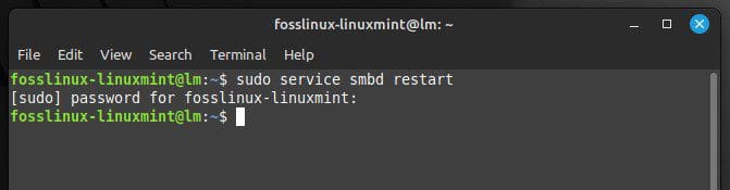 Restarting Samba