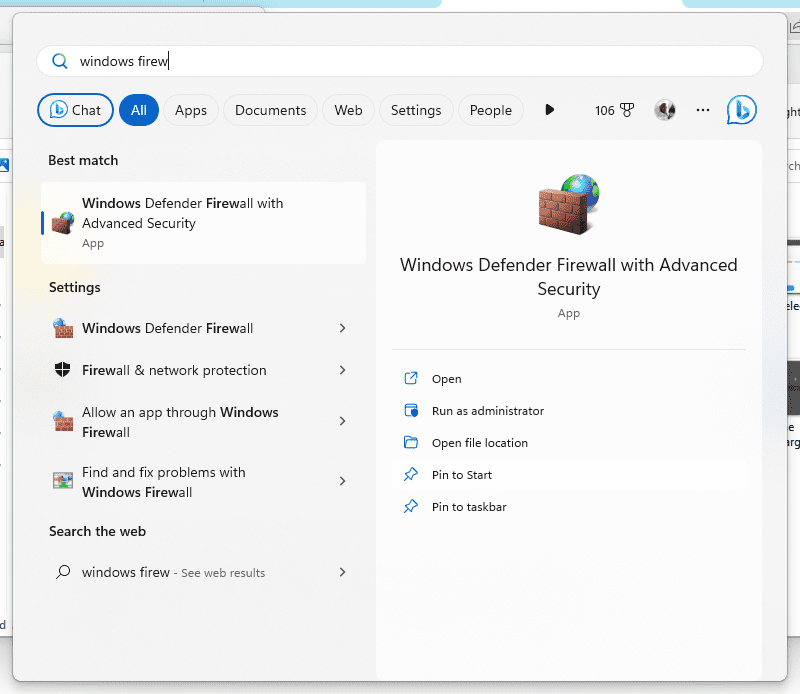 open windows firewall with advanced security