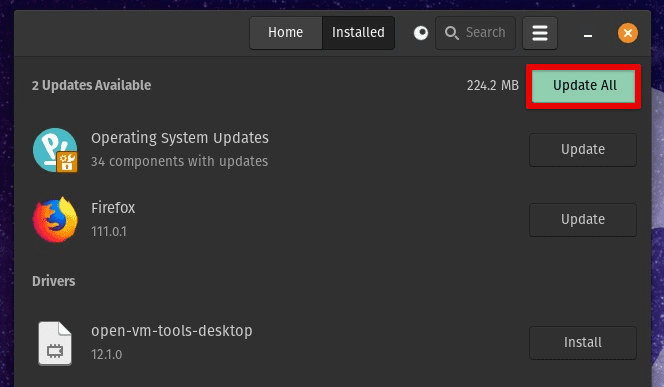Updating software from Pop!_Shop